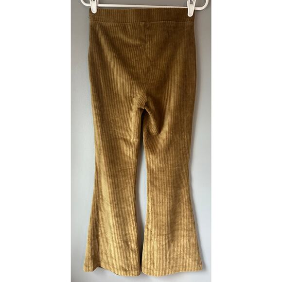 Aerie Women's Small Short Groove On Rib Velour Flare Pant Corduroy Pull On Brown - Picture 3 of 6